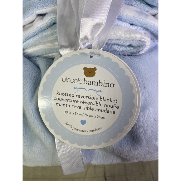 PB Piccolo Bambino White Blue Knot Shooting Star Moon Baby Blanket Lovey Velour - Picture 2 of 6